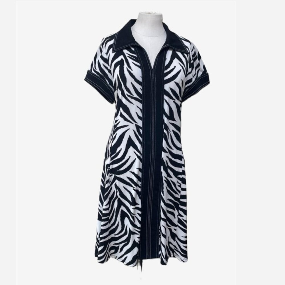 Connected Apparel Zebra Print Fit & Flare Dress
